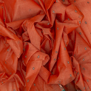 Peach Handloom Bengal Cotton Saree With Diamond Motifs