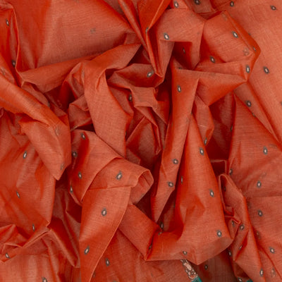 Peach Handloom Bengal Cotton Saree With Diamond Motifs