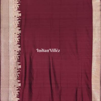 Maroon Kashi Banarasi Katan Silk Saree