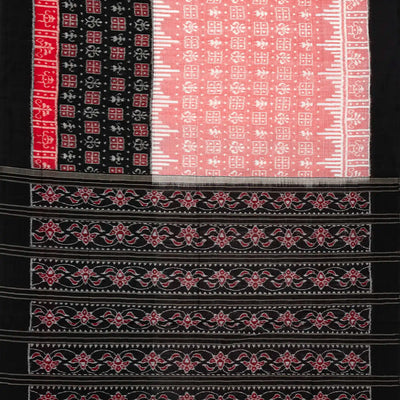 Baby Pink Handloom Orissa Cotton Saree With Tie & Dye Floral Motifs