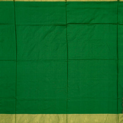 Red Handloom Ikat Silk Saree With Contrast Green Border