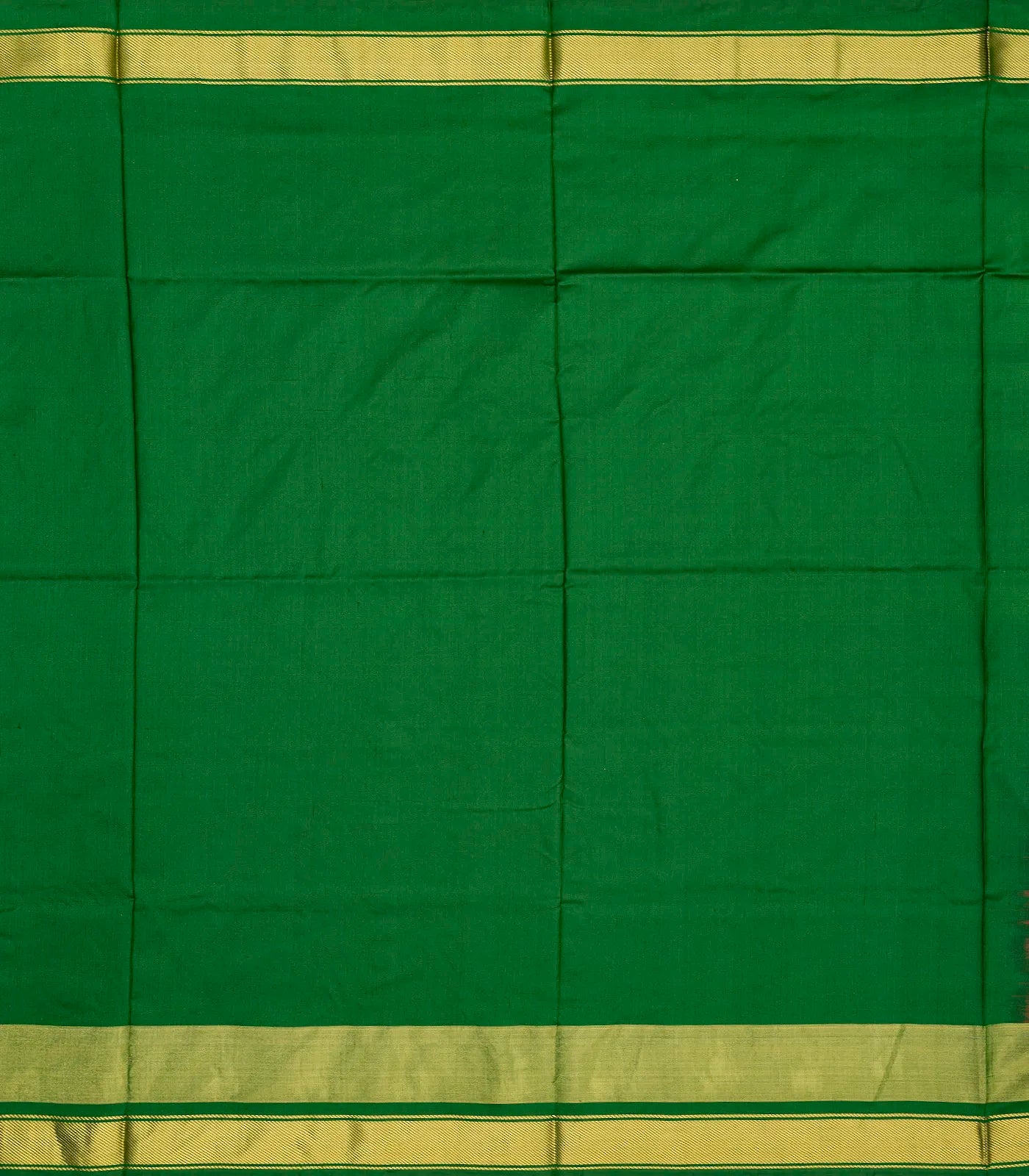 Red Handloom Ikat Silk Saree With Contrast Green Border