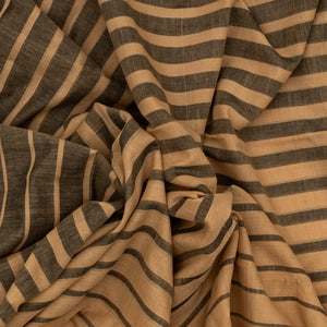 Beige Handloom Bengal Cotton Saree With Black Stripes