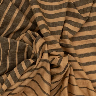 Beige Handloom Bengal Cotton Saree With Black Stripes