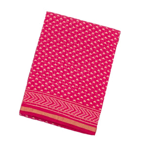 Hot Pink Woven Jaipur Cotton Saree With Printed Triangle Motifs