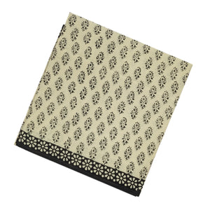 Taupe Woven Jaipur Cotton Saree Printed With Black Floral Motifs