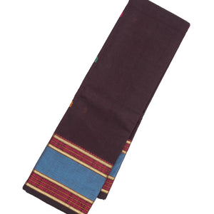 Maroon Handloom Kanchi Cotton Saree With Spearhead Buttas