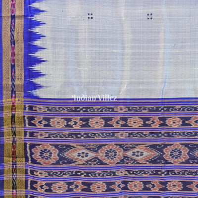 Steel Blue Butta design Odisha Ikat Khandua Silk Saree