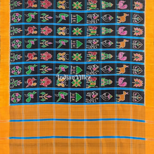Black Yellow Nabakothi Contemporary Silk Saree