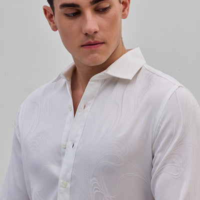 White Self-Design Shirt