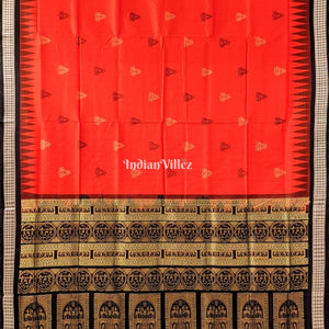 Orange Tribal Doli Sawari Theme Sambalpuri Bomkai Silk Saree