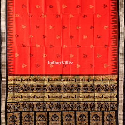 Orange Tribal Doli Sawari Theme Sambalpuri Bomkai Silk Saree