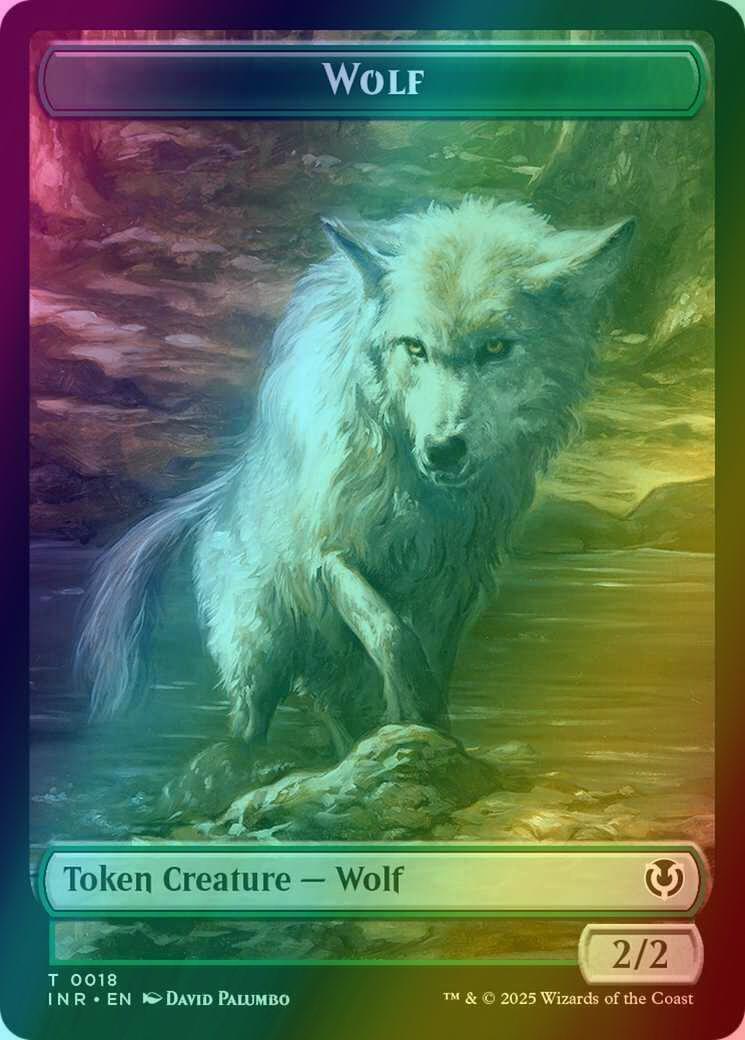 Arlinn, Embraced by the Moon Emblem (23) // Wolf Token (18) [Innistrad Remastered: Tokens] [Foil]