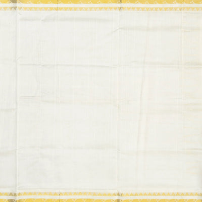 Dark Brown Handloom Korvai Silk Cotton Saree With Contrast White Border