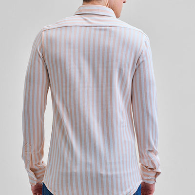 Peach Stripes Slim Fit Shirt