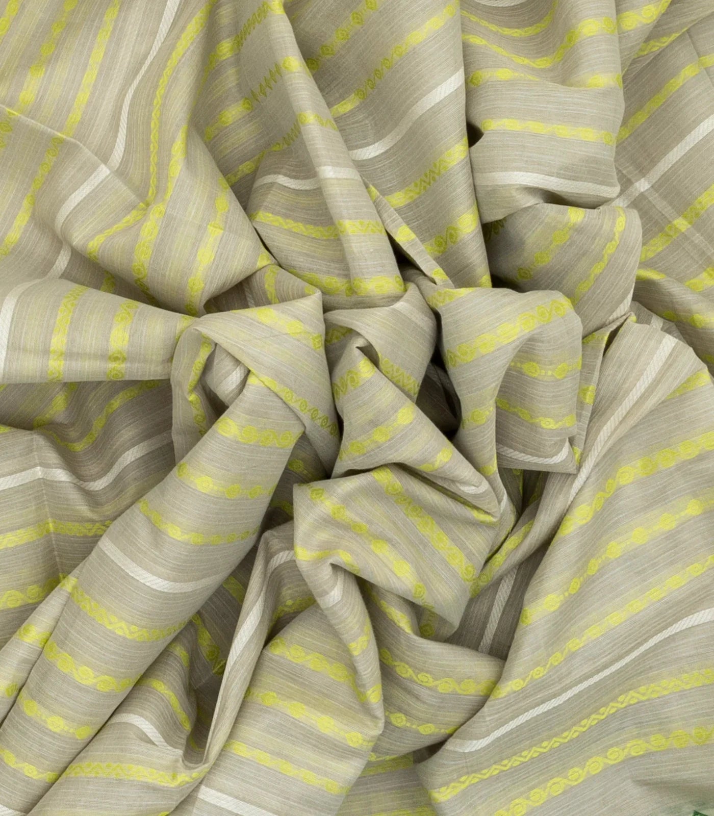 Grey Chirala Cotton Saree With Traditional Motif Stripes