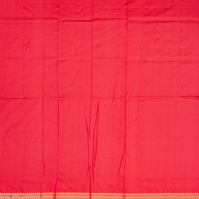 Red Banarasi Silk Saree With Floral Zari Buttas