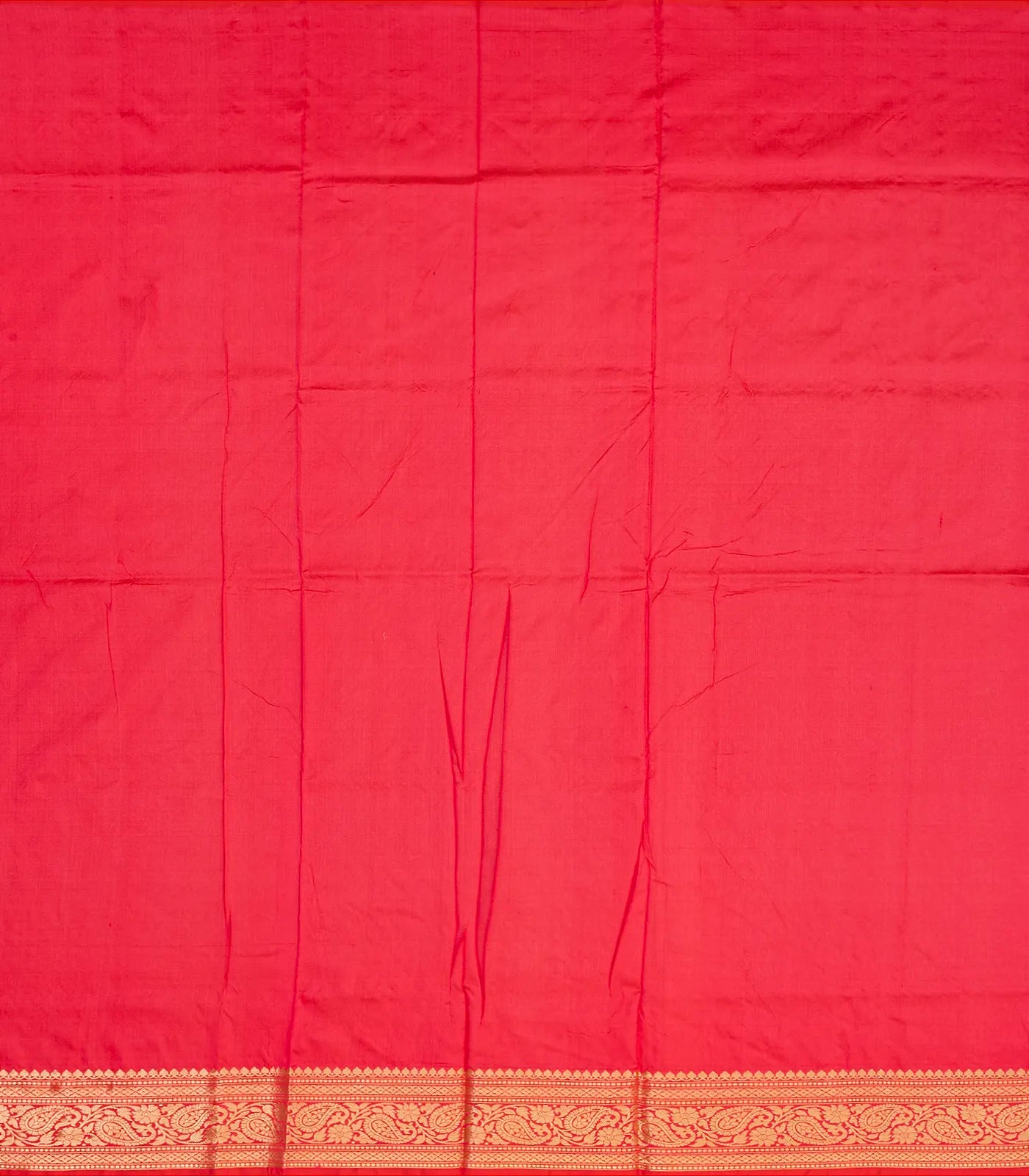 Red Banarasi Silk Saree With Floral Zari Buttas