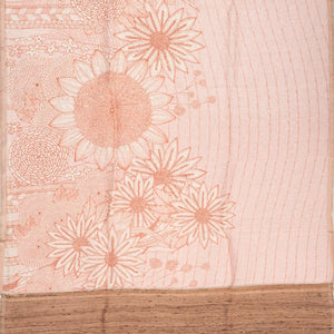 Peach Handwoven Linen Saree Printed With Flower Motifs