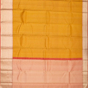 Oil Mustard Handloom Kanchipuram Silk Saree With Small Motifs Stripes