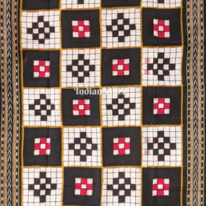 Black White Red Odisha Ikat Pasapali Theme Cotton Dupatta