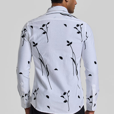 White Floral Embroidered Shirt