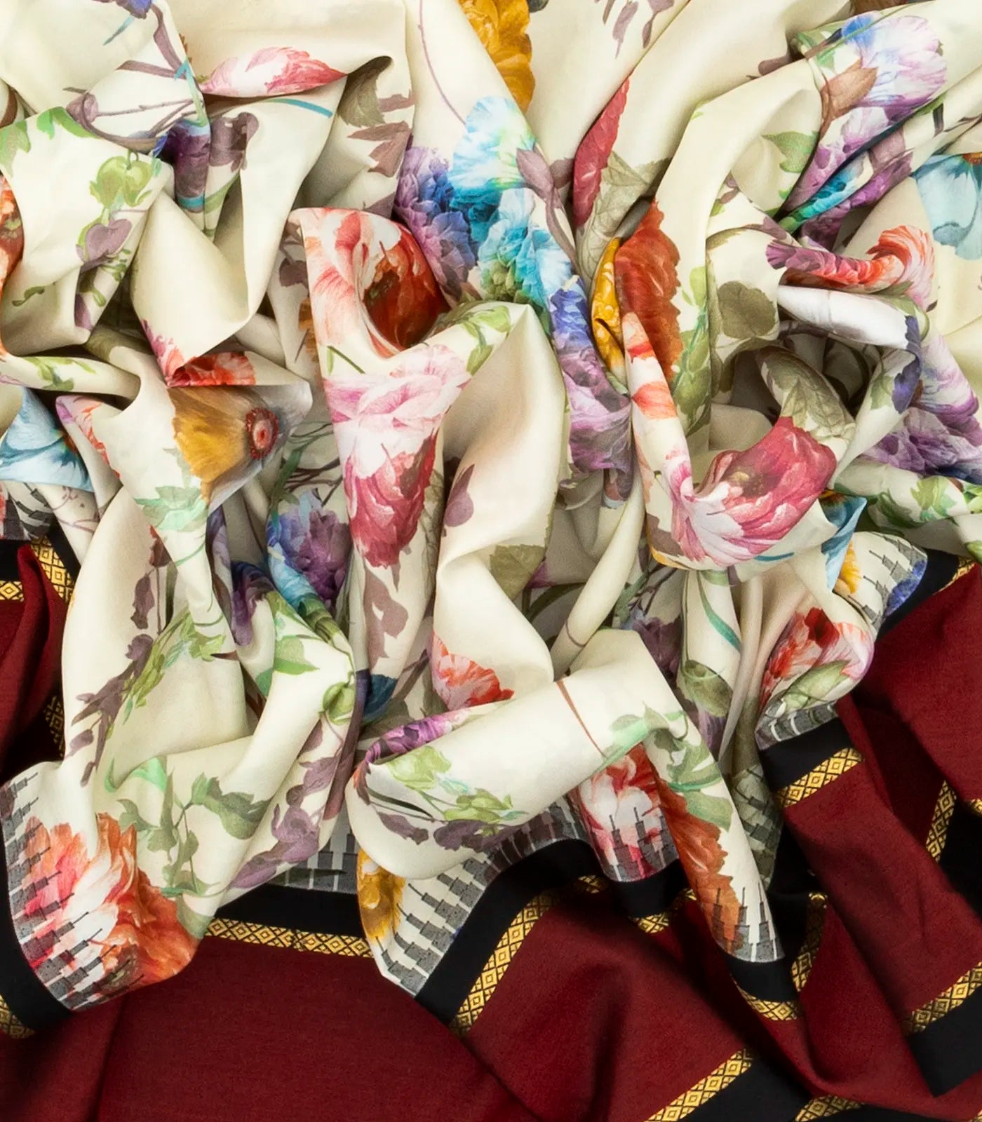 Off White Handloom Kanchipuram Korvai Silk Saree Printed With Floral Motifs