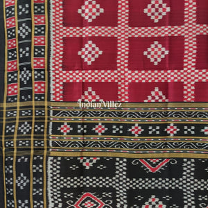 Maroon Pasapali Odisha Ikat Khandua Silk Saree