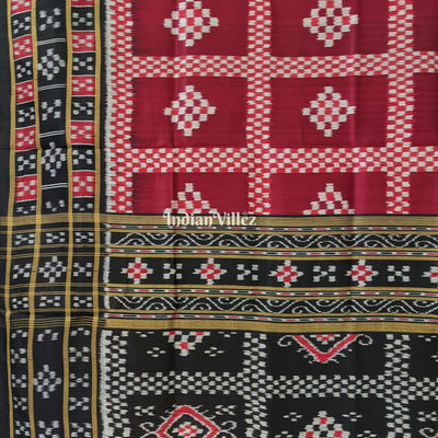 Maroon Pasapali Odisha Ikat Khandua Silk Saree