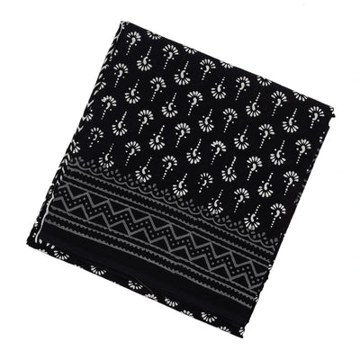 Black Woven Jaipur Cotton Saree Printed And Floral Motifs