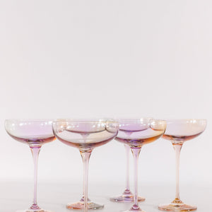 Estelle Colored Champagne Coupe Stemware - Set of 6 {Iridescent}