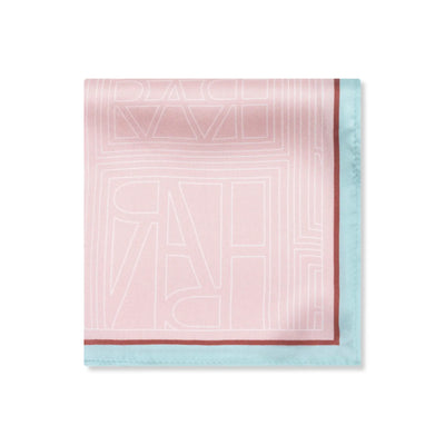 Rare Rabbit Men's Dani Beige Silk Fabric Monogram Print Pocket Square