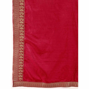 Maroon Solid Saree Vichitra Silk With Zari Lace Border