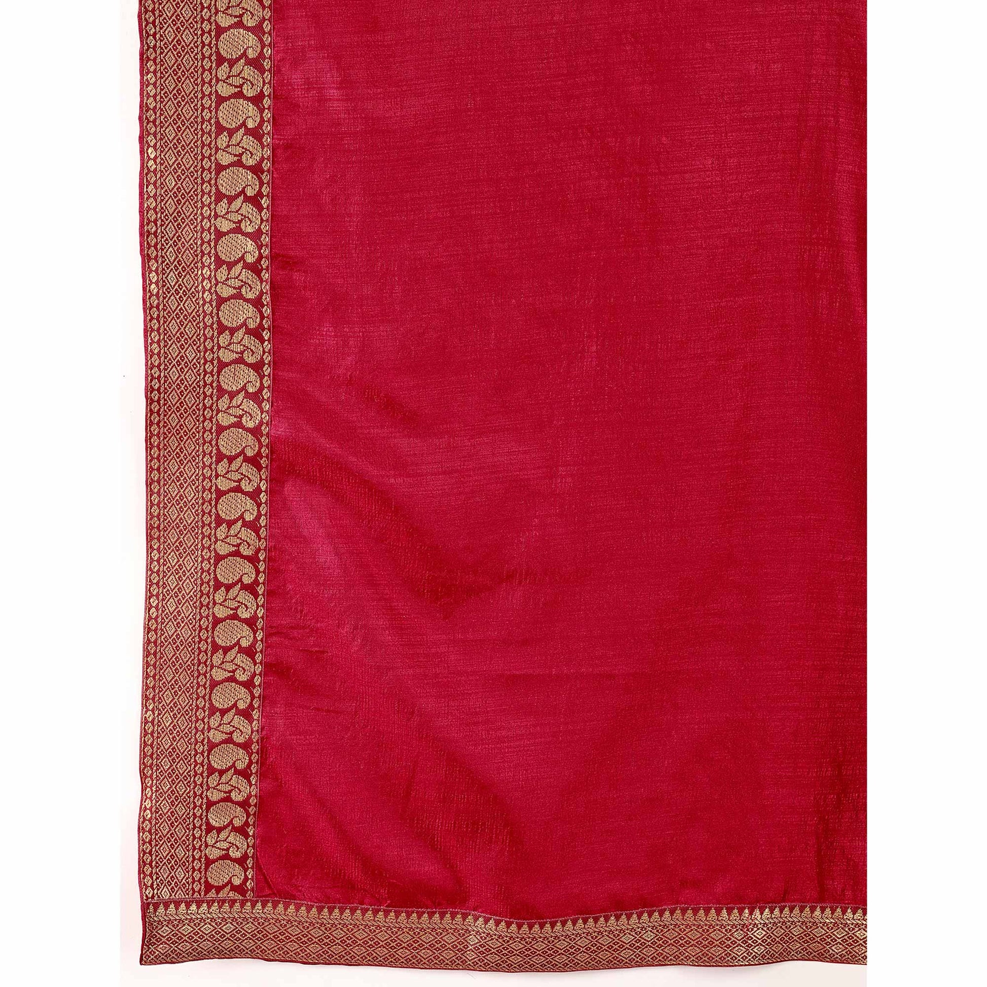 Maroon Solid Saree Vichitra Silk With Zari Lace Border