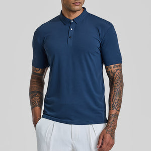 Dark Blue Textured Polo T-Shirt