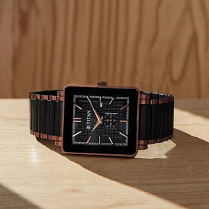 Titan Regalia Shaped Ceramic Quartz Analog with Date Black Dial Steel & Ceramic Strap Watch For Men 33.8mm 90013KD06