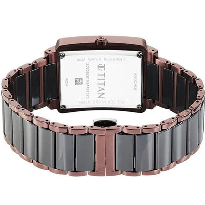Titan Regalia Shaped Ceramic Quartz Analog with Date Black Dial Steel & Ceramic Strap Watch For Men 33.8mm 90013KD06