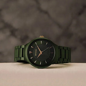 Titan Regalia Ceramics Quartz Analog Green Dial Green Color Ceramic Strap Watch For Men 39.7mm 90014KC03