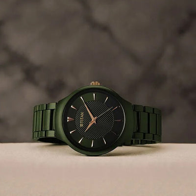 Titan Regalia Ceramics Quartz Analog Green Dial Green Color Ceramic Strap Watch For Men 39.7mm 90014KC03