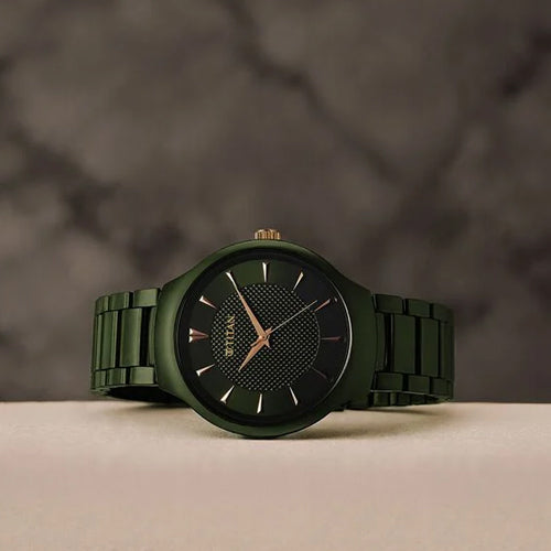 Titan Regalia Ceramics Quartz Analog Green Dial Green Color Ceramic Strap Watch For Men 39.7mm 90014KC03