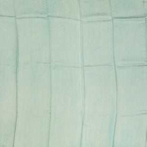 Steel Blue Handloom Tussar Silk Saree Printed With Floral Motifs & Zari Border