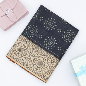 Black Handloom Tussar Silk Saree Printed With Dotted Motifs