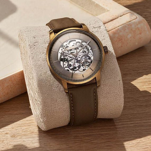Titan Automatic Color Upgrade Brown Dial Brown Leather Strap Watch For Men 44mm 90110QL03