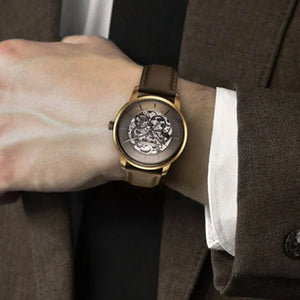 Titan Automatic Color Upgrade Brown Dial Brown Leather Strap Watch For Men 44mm 90110QL03