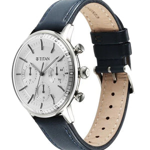 Titan Light Leathers Quartz Multifunction Silver  Dial Stainless Steel Strap Watch for Men 42mm 90171SL01