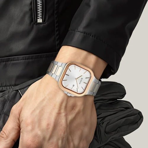 Titan Classique Slim Square Quartz Analog with Date Silver Dial Stainless Steel Strap Watch for Men 41mm 90176KM01
