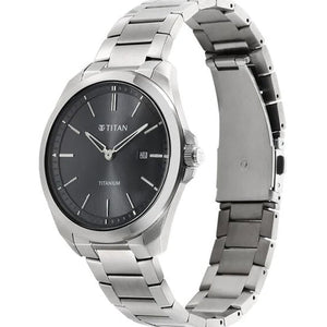 Titan Titanium Quartz Analog Black Dial Titanium Strap Watch for Men 32mm 90177TM03