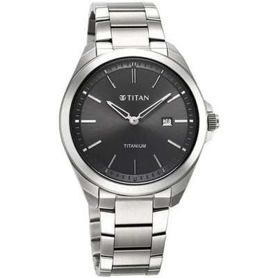 Titan Titanium Quartz Analog Black Dial Titanium Strap Watch for Men 32mm 90177TM03