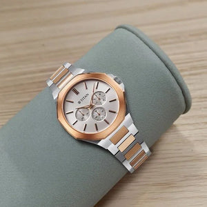 Titan Classic Slim Multifunction Multifunction Silver Dial Multicoloured Stainless Steel Strap Watch For Men 43.5mm 90198KM01