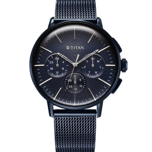 Titan Light leathers Multifunction Anthracite Dial Stainless Steel Strap Watch For Men 42mm 90200QM01